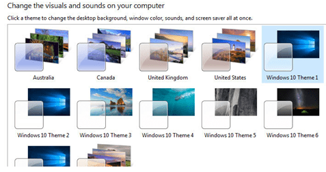 select Windows 10 theme