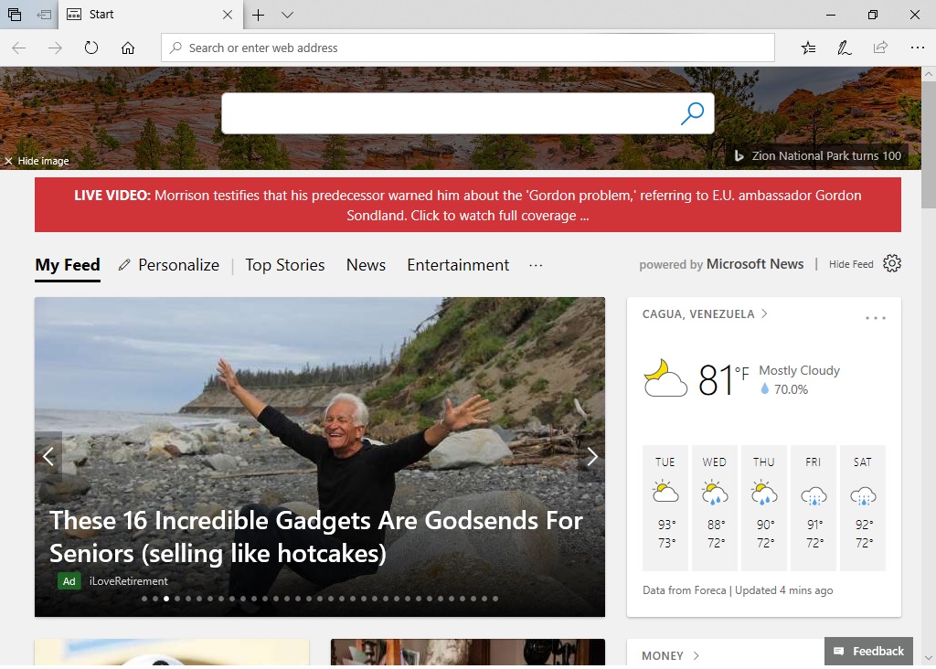 Set Google homepage in Microsoft Edge Browser