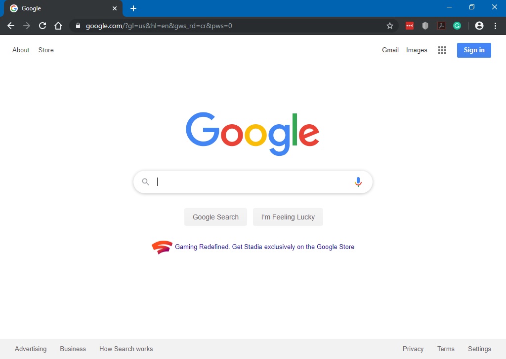Google as homepage in Chrome browser