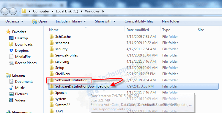 rename the windows update downlaod folder