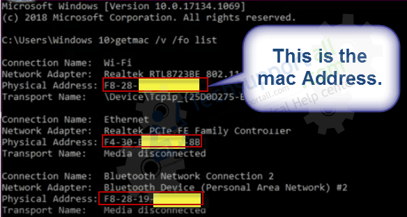 identify mac address on network to the device