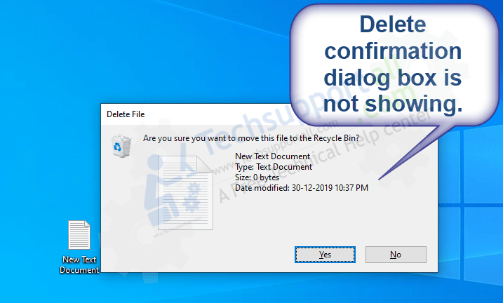 Delete confirmation dialog is not showing