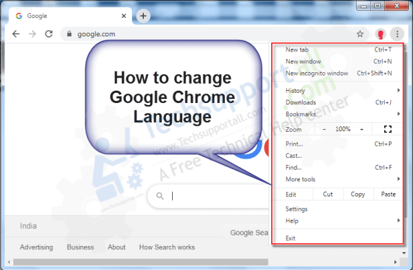 how to change google chrome language