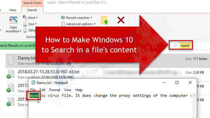 search file contents windows 10