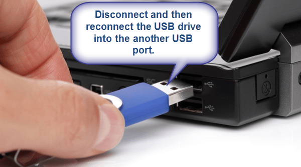 disconnect and then reconnect the USB drive