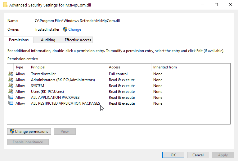 my admin permission settings