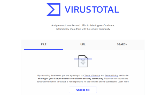 Virus total online file scanner