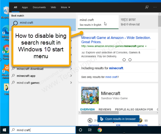 how to remove microsoft bing from windows 10