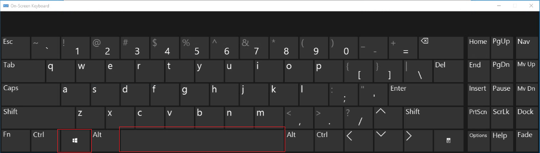 using spacebar on virtual keyboard