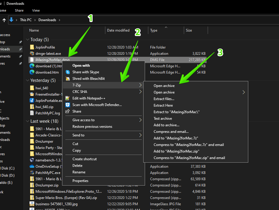 come aprire il formato di file dmg in Windows XP