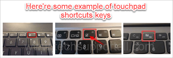 touchpad shortcut key examples