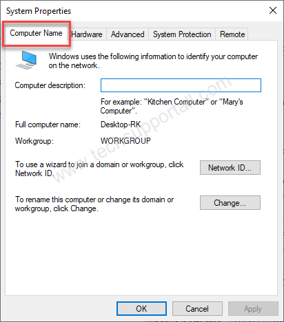Change the default PC name