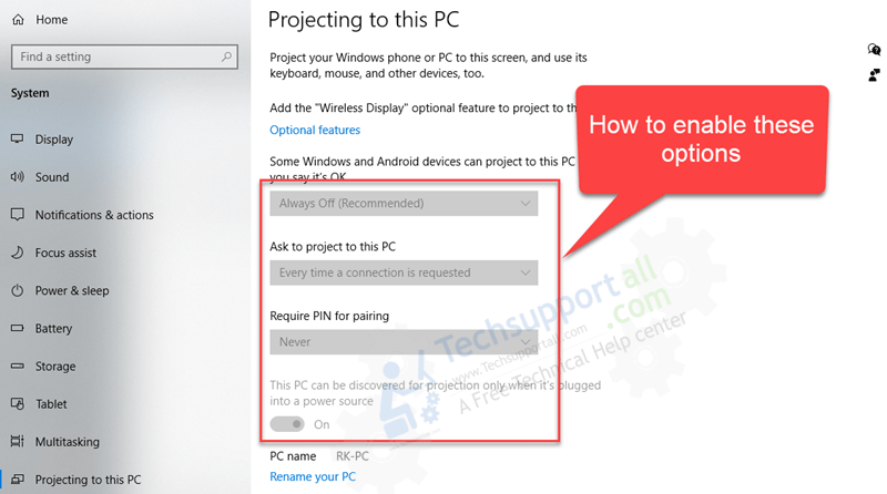 fix projecting to this pc options are disabled