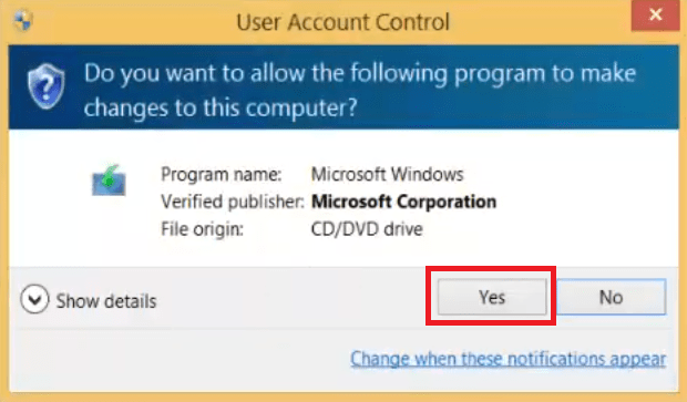 Click Yes to start the process