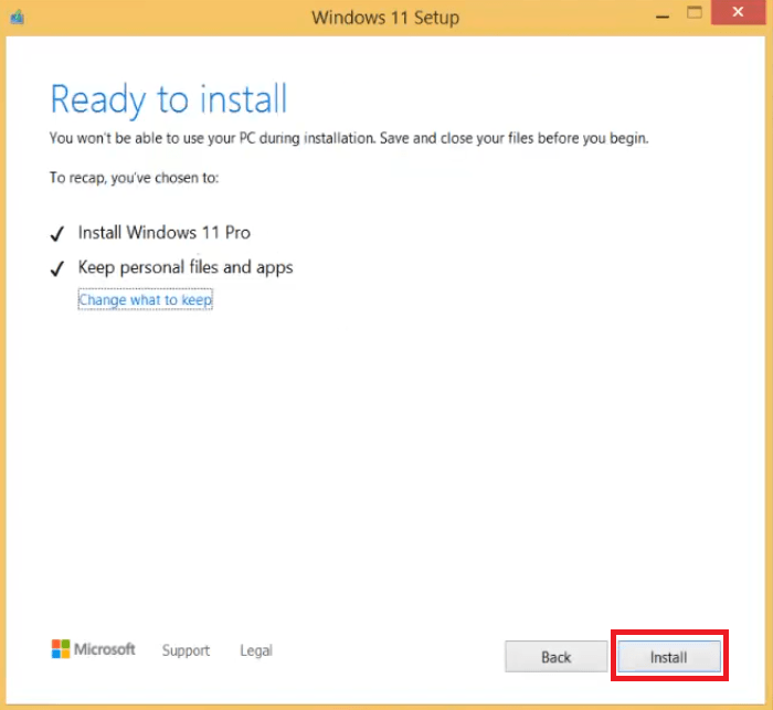 Click to install Windows 11 upgrades