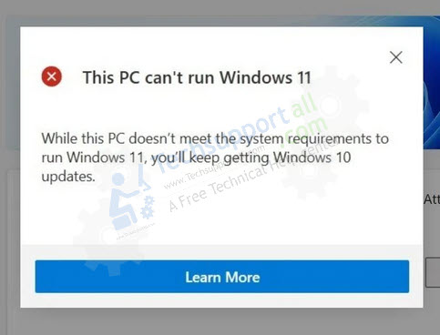 This PC cannot run Windows 11 error how to fix