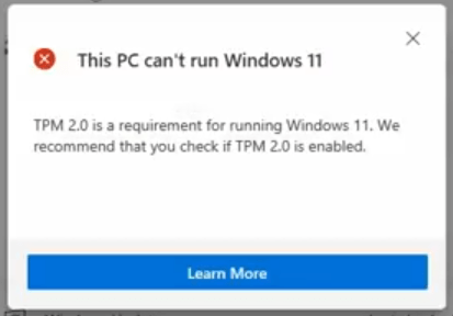 This PC can't run Windows 11 issue fix