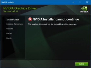 nvidia graphics driver could not find compatible hardware