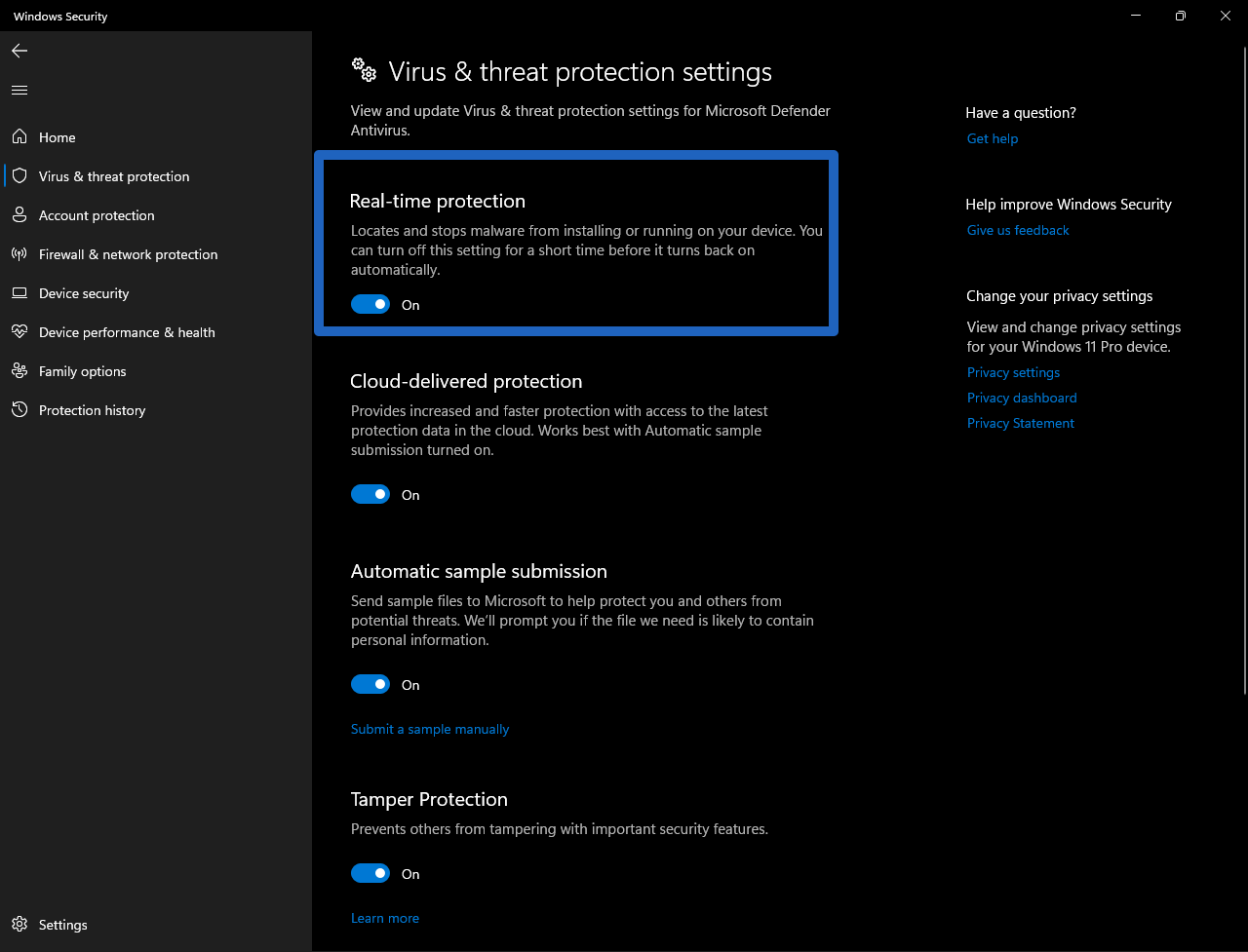 disable windows defender windows 11 step 4