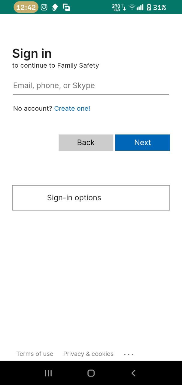 Sign in to Microsoft family account