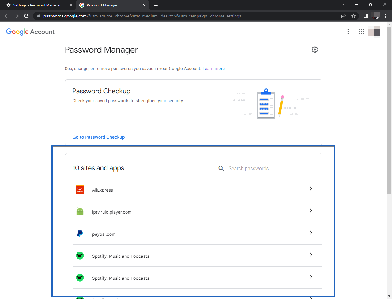 Manage Password Online