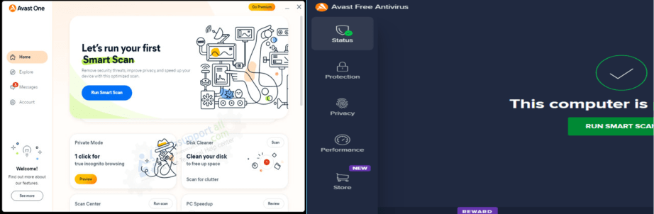 Avast one essential vs Free Antivirus