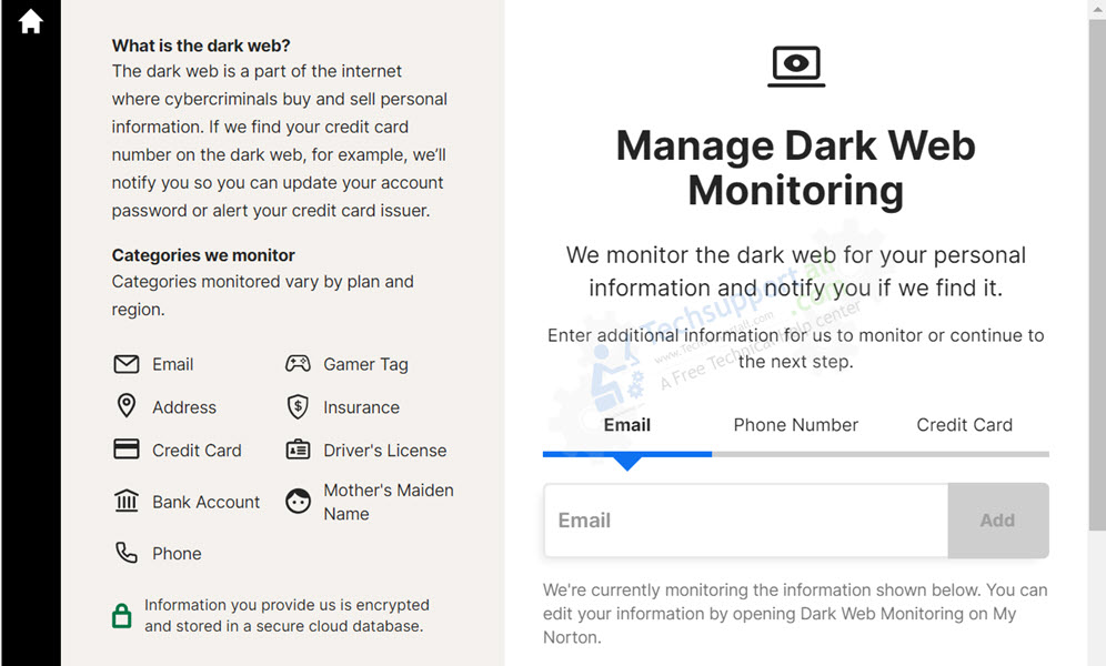 Dark web monitoring for data breach