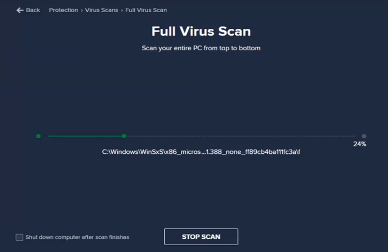 It is scanning for virus