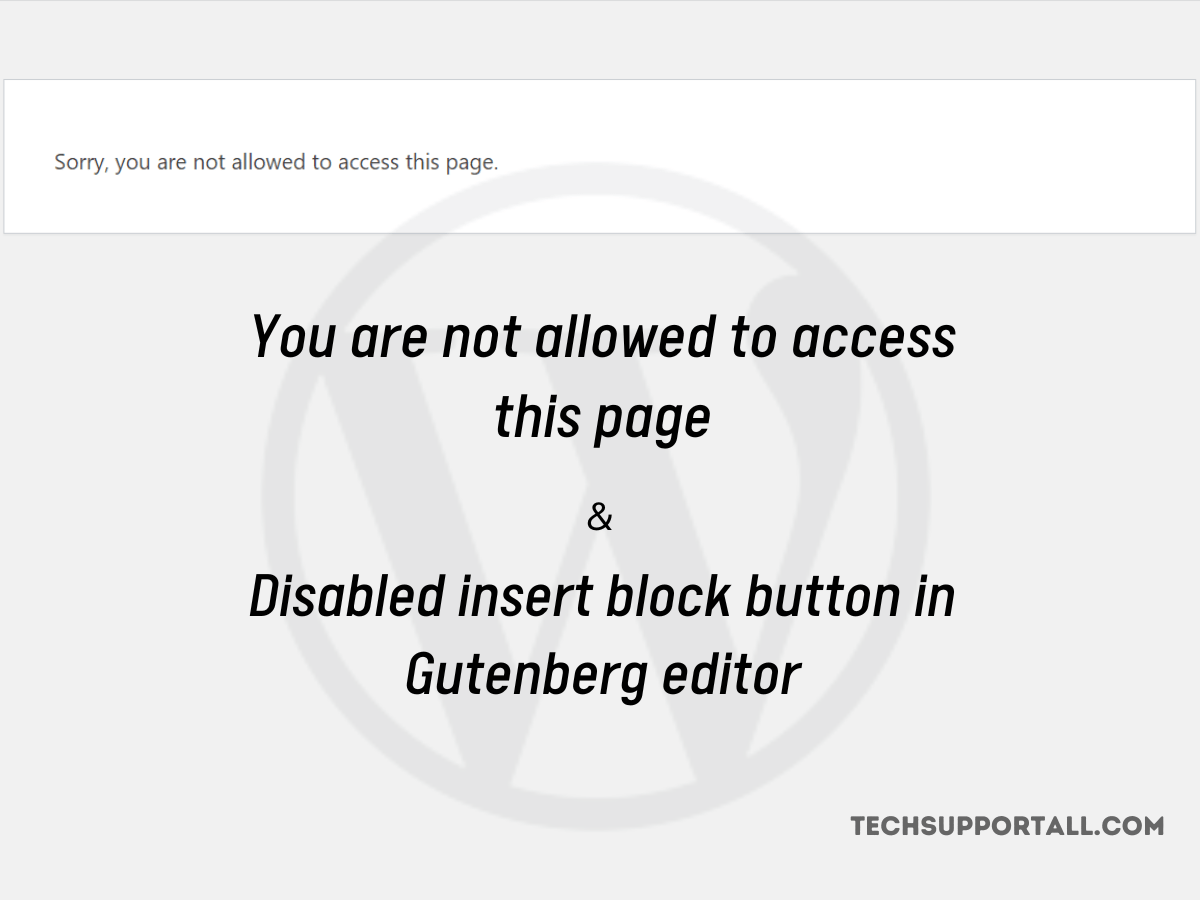 nor allowed to access this page error in wp admin