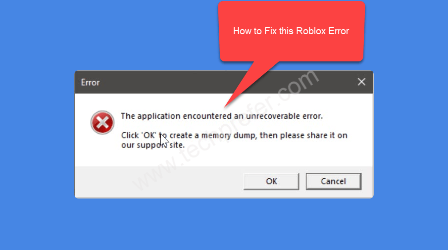 fix roblox error The Application Encountered an Unrecoverable Error