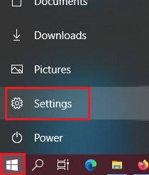 start settings option