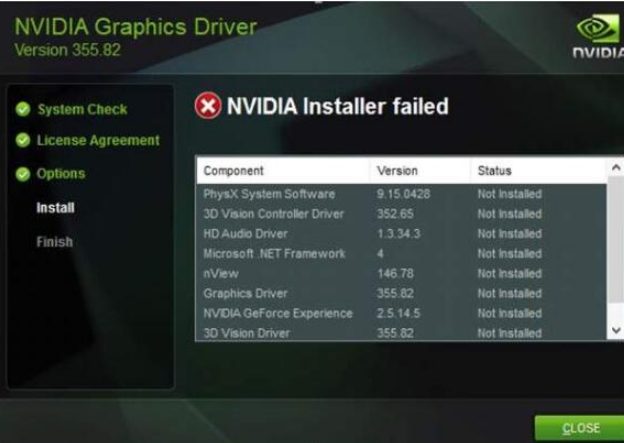 installer failed error for Nvidia