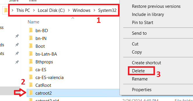 delete catroot2 folder