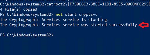 cryptographic service started