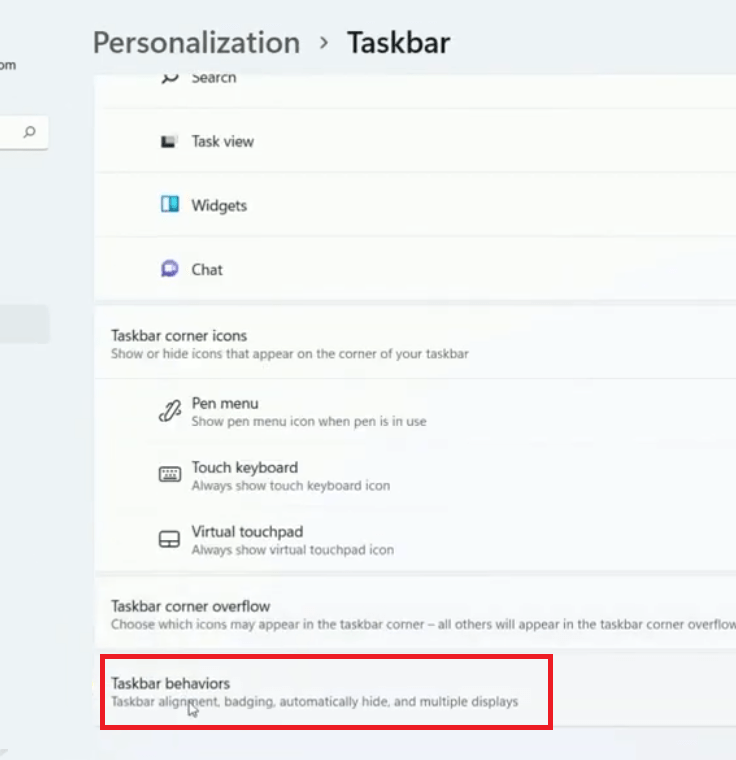 behavior of taskbar