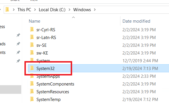 go inside System32 folder