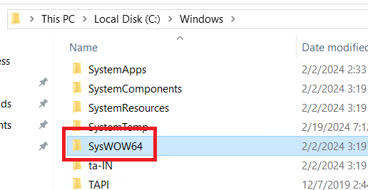 Go inside the SysWOW64 folder