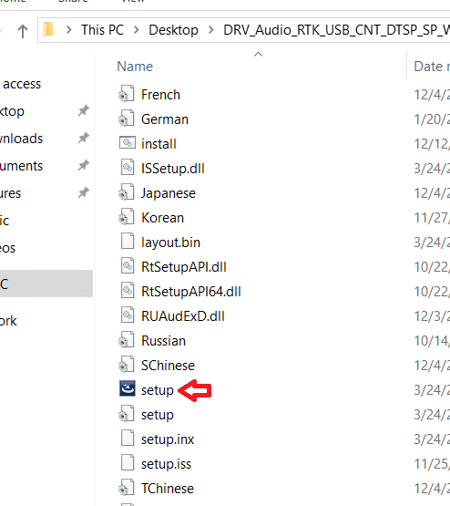 run setup file