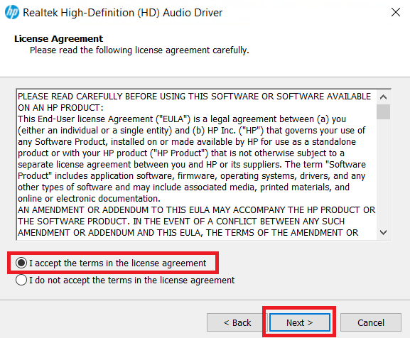 accept license agreement