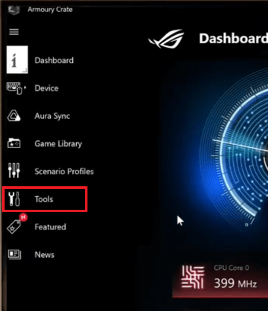 select tools option