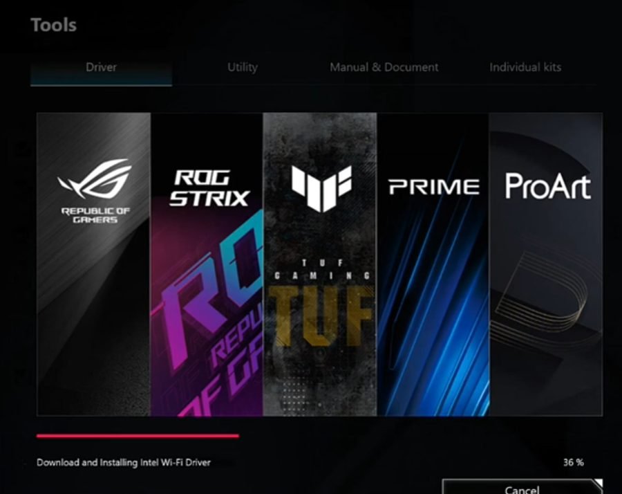 wait ASUS drivers to install