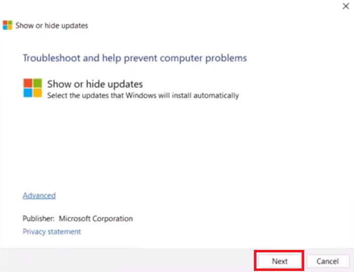launch show or hide updates